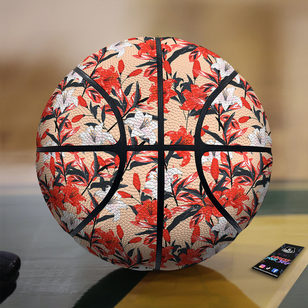 Flowers Lily Watercolor Print Pattern Basketball