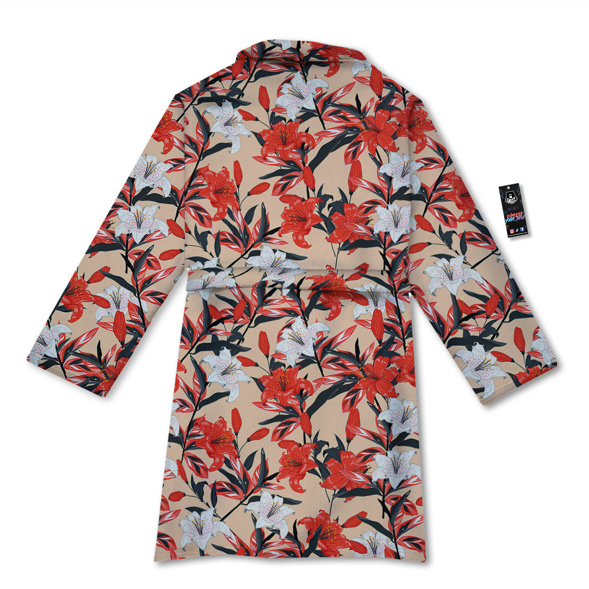 Flowers Lily Watercolor Print Pattern Bathrobe-grizzshop