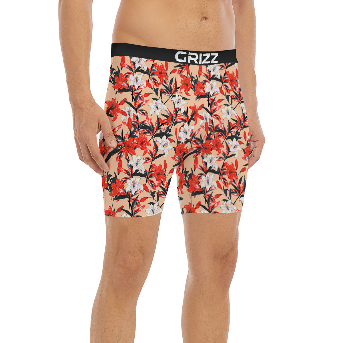 Flowers Lily Watercolor Print Pattern Boxer Briefs-grizzshop