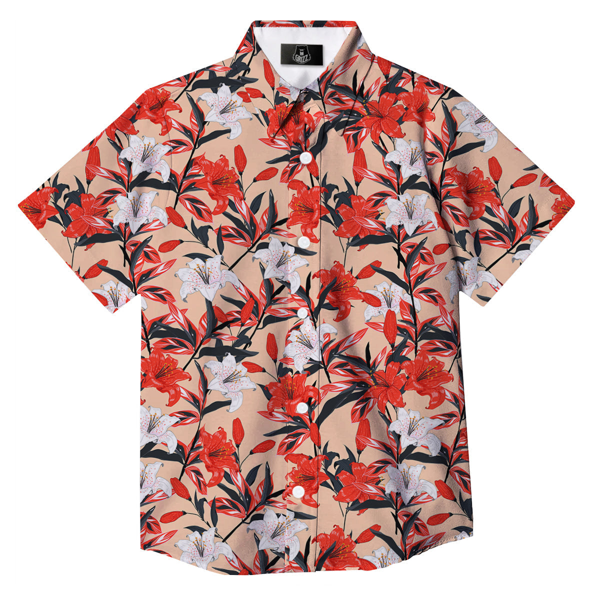 Flowers Lily Watercolor Print Pattern Button Up Shirt-grizzshop