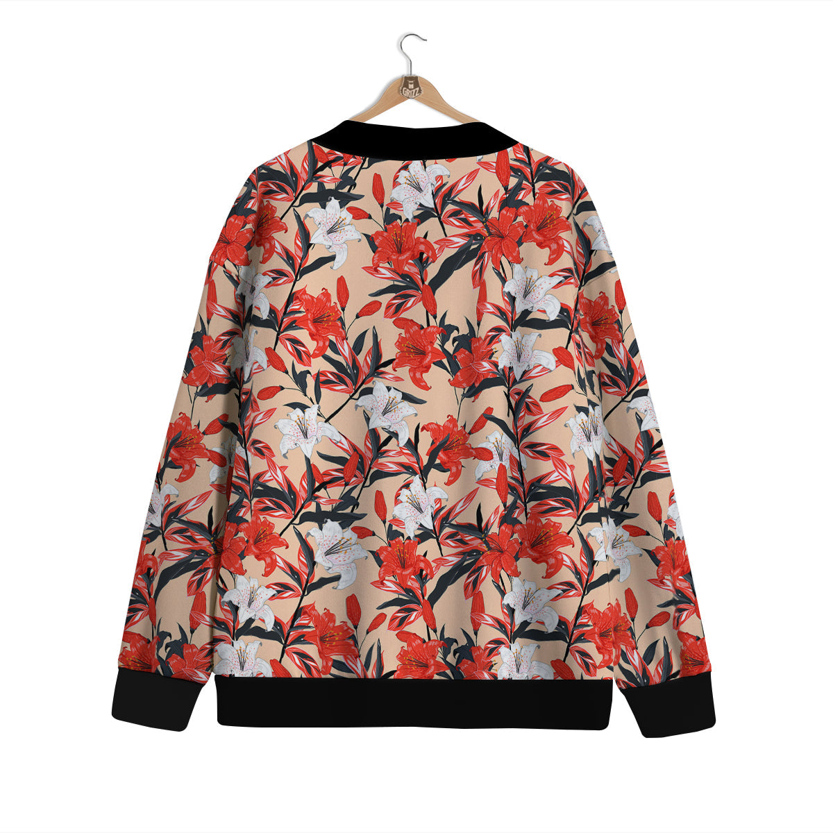 Flowers Lily Watercolor Print Pattern Cardigan-grizzshop
