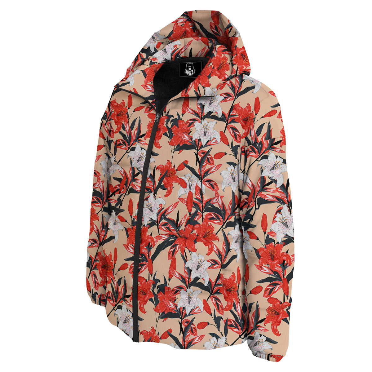 Flowers Lily Watercolor Print Pattern Down Jacket-grizzshop
