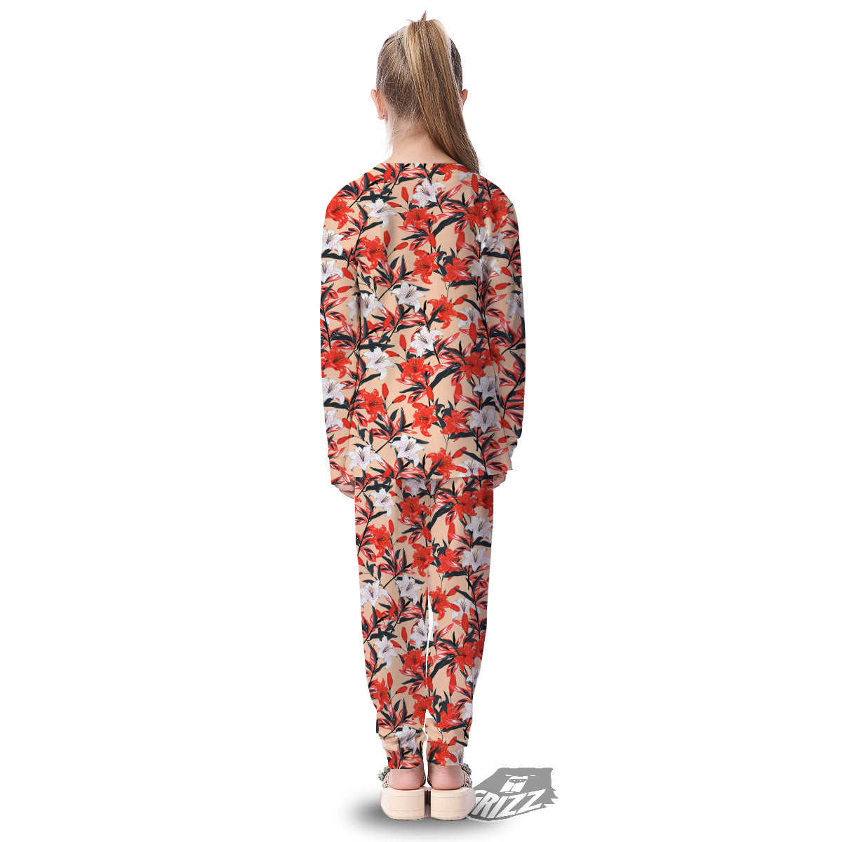 Flowers Lily Watercolor Print Pattern Kid's Pajamas-grizzshop