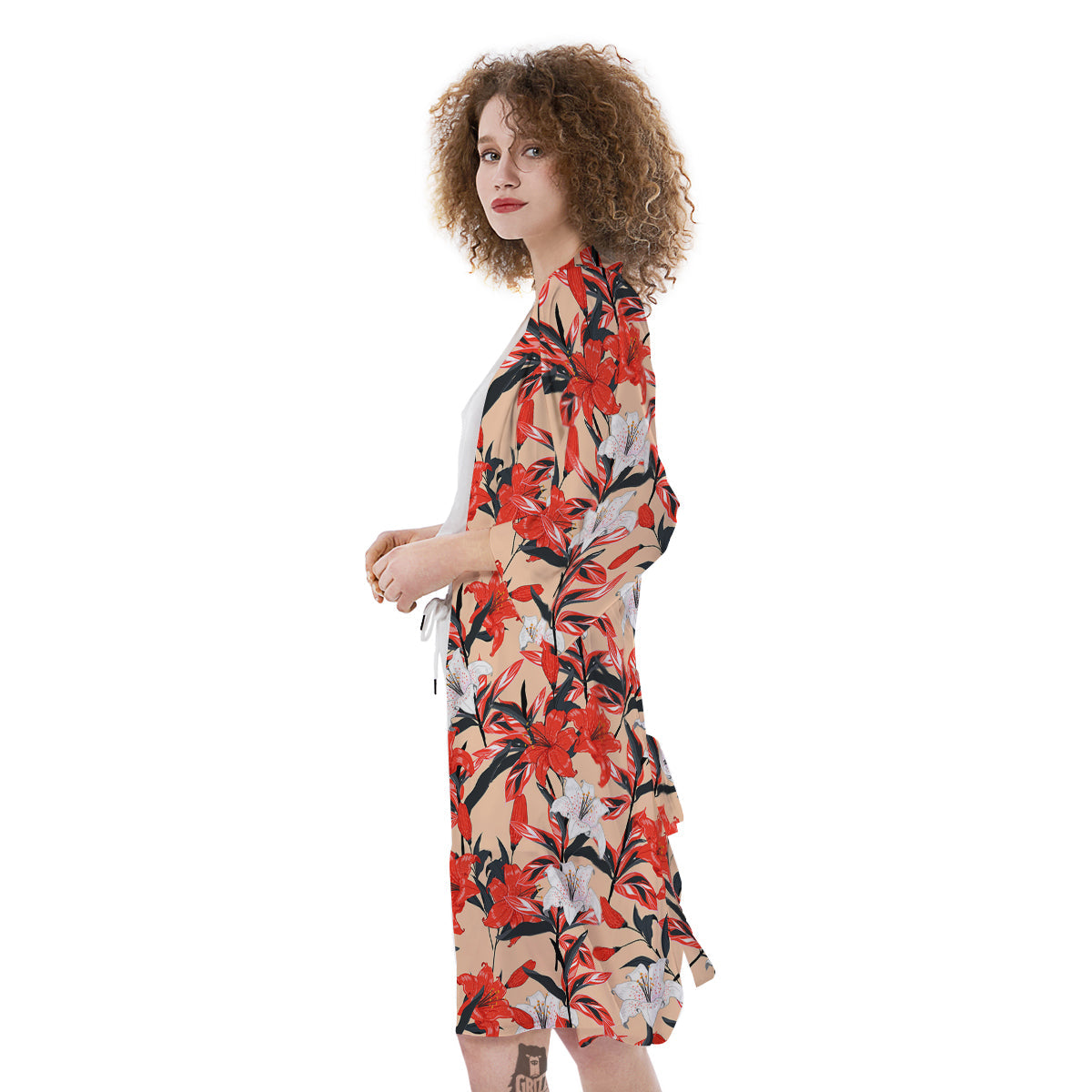 Flowers Lily Watercolor Print Pattern Kimono-grizzshop
