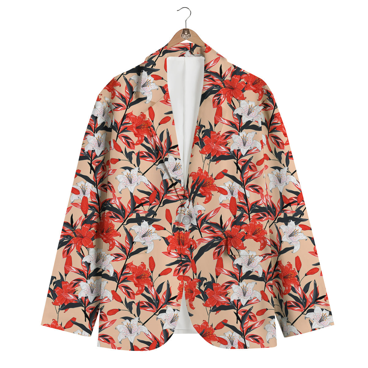 Flowers Lily Watercolor Print Pattern Men's Blazer-grizzshop