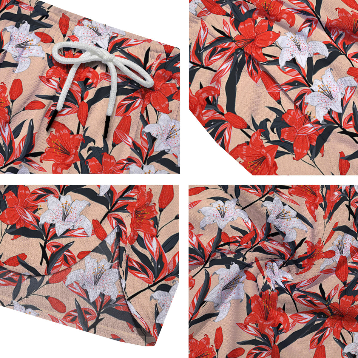 Flowers Lily Watercolor Print Pattern Men's Running Shorts-grizzshop