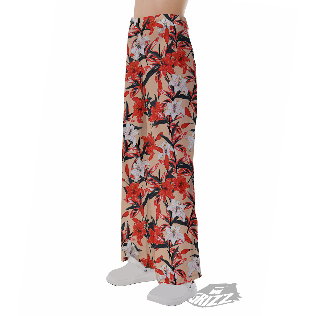 Flowers Lily Watercolor Print Pattern Pajama Pants-grizzshop