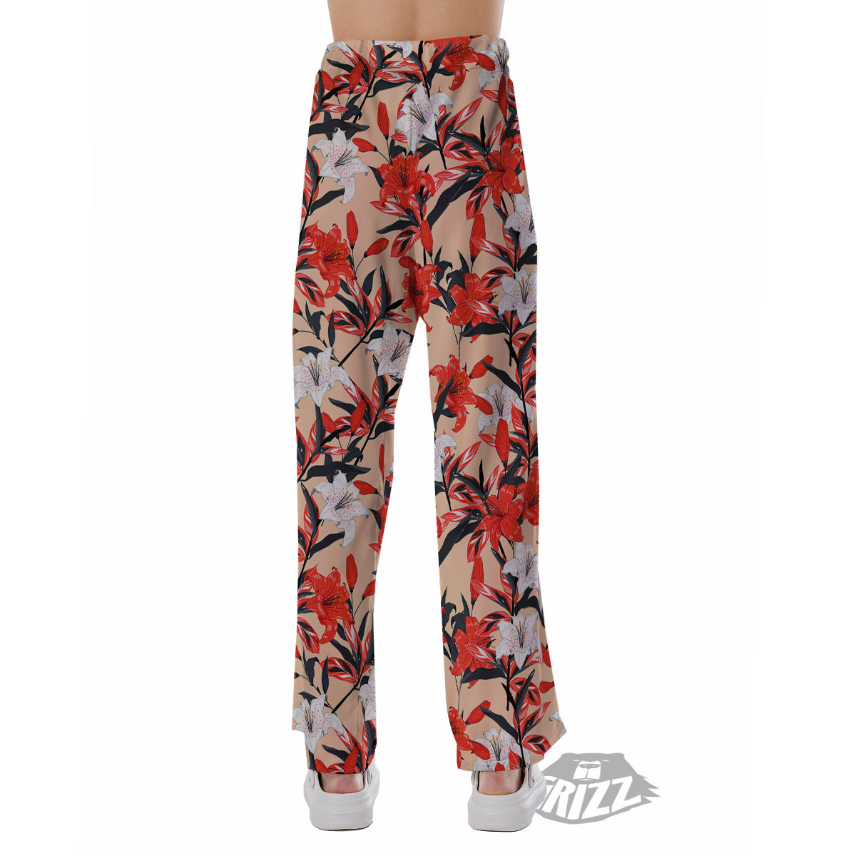 Flowers Lily Watercolor Print Pattern Pajama Pants-grizzshop