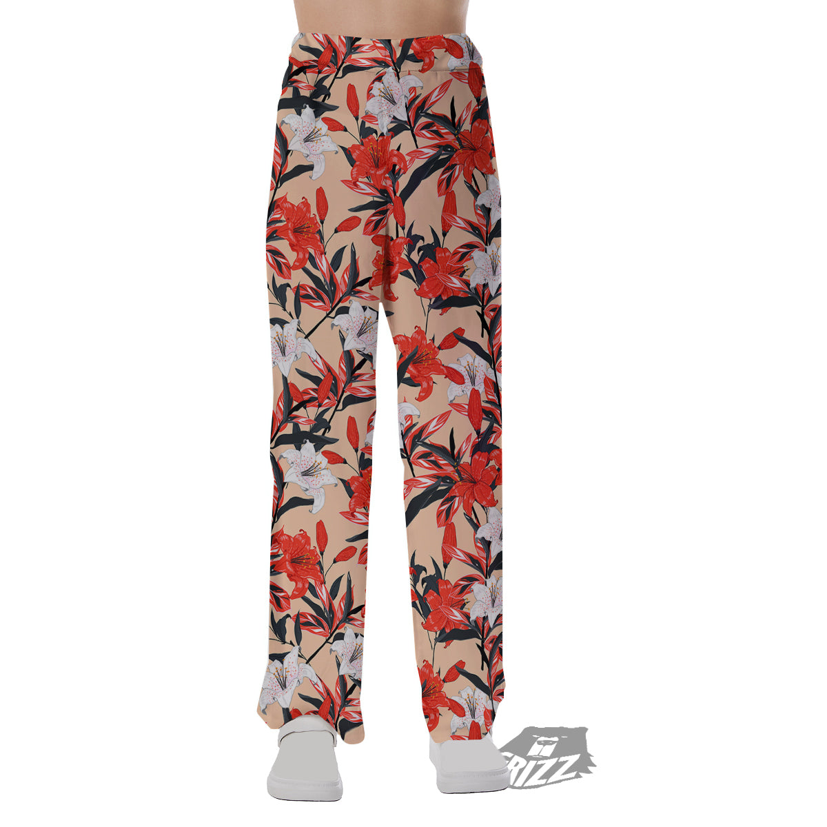 Flowers Lily Watercolor Print Pattern Pajama Pants-grizzshop