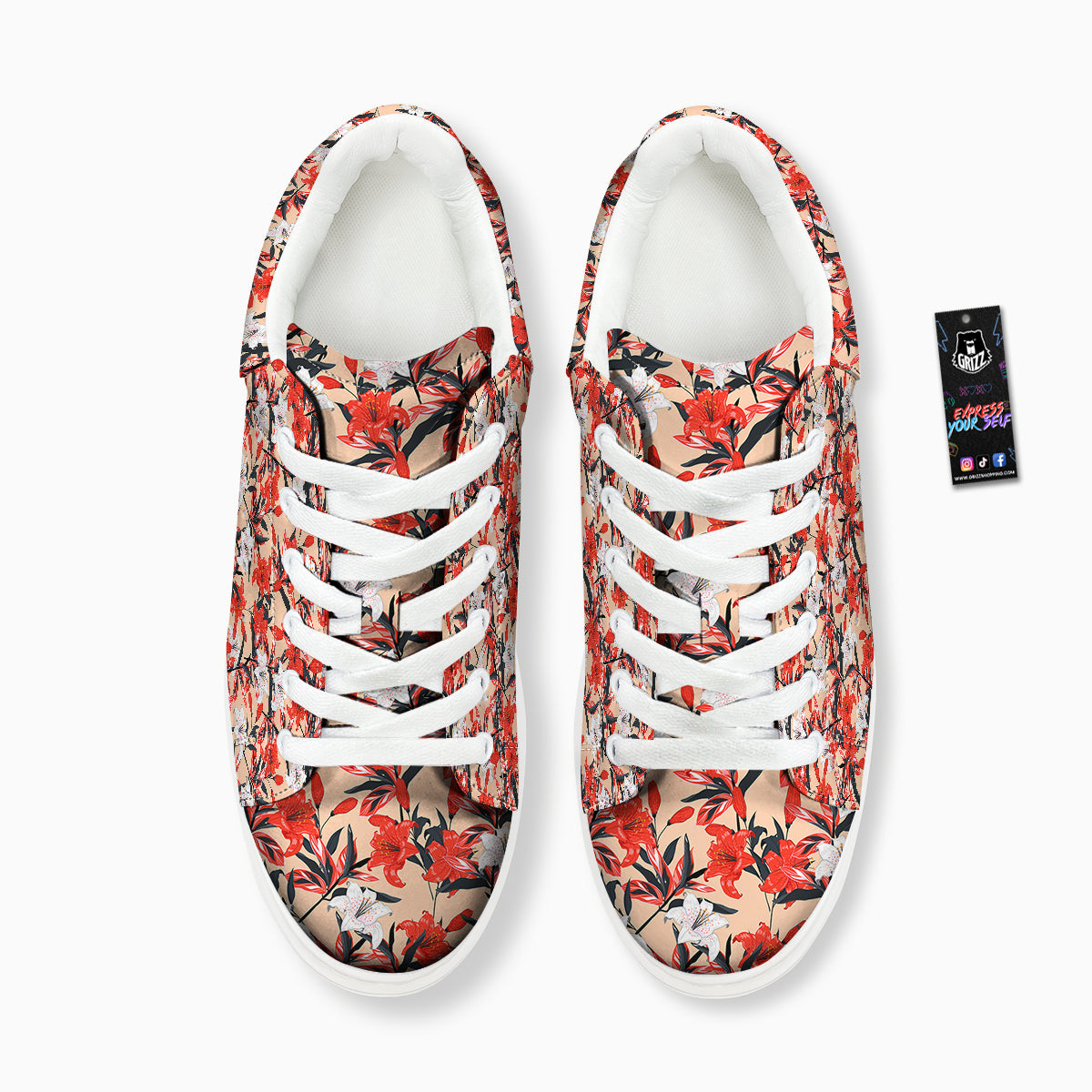 Flowers Lily Watercolor Print Pattern Platform Shoes-grizzshop