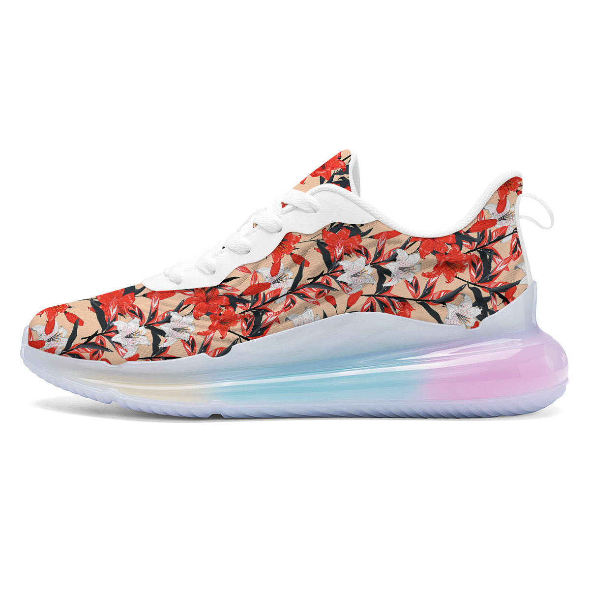 Flowers Lily Watercolor Print Pattern Running Sneakers-grizzshop