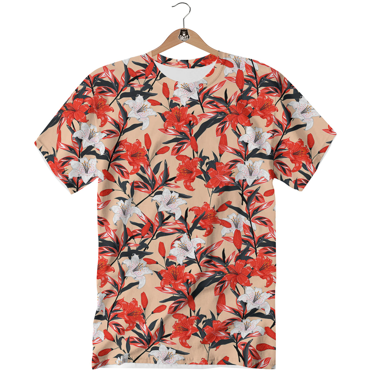 Flowers Lily Watercolor Print Pattern T-Shirt-grizzshop