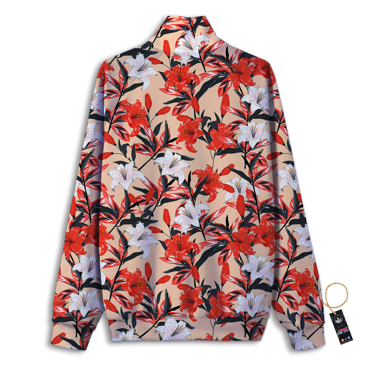 Flowers Lily Watercolor Print Pattern Track Jacket-grizzshop