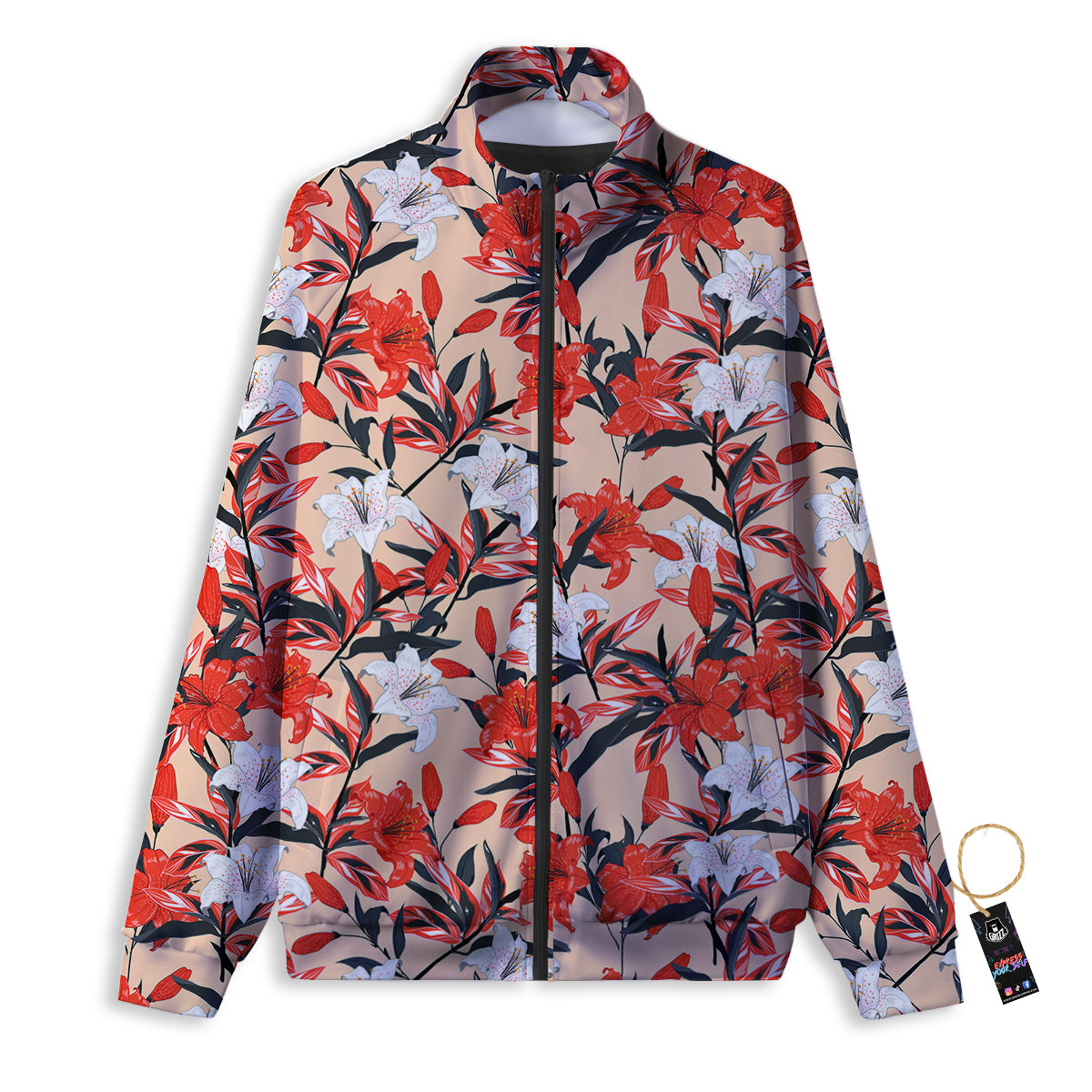 Flowers Lily Watercolor Print Pattern Track Jacket-grizzshop