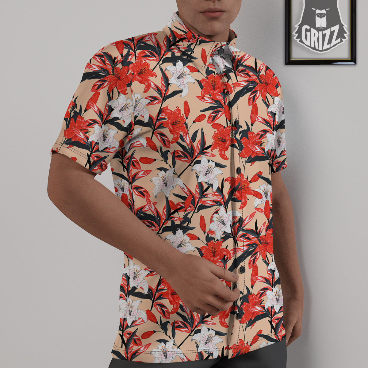 Flowers Lily Watercolor Print Pattern Untucked Shirts-grizzshop