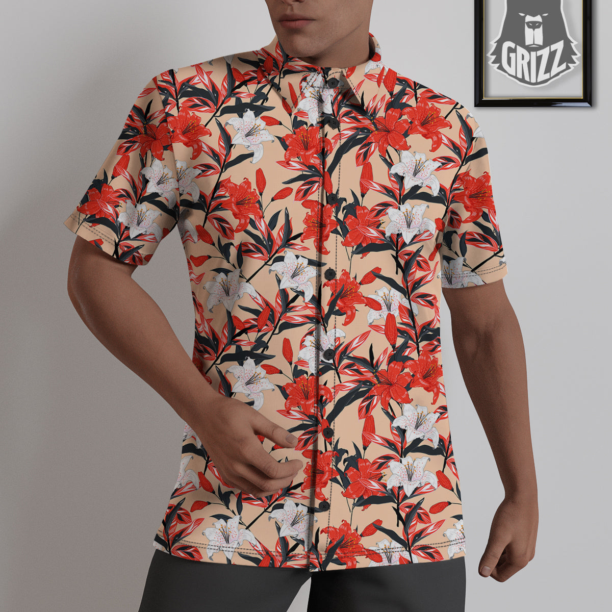Flowers Lily Watercolor Print Pattern Untucked Shirts-grizzshop