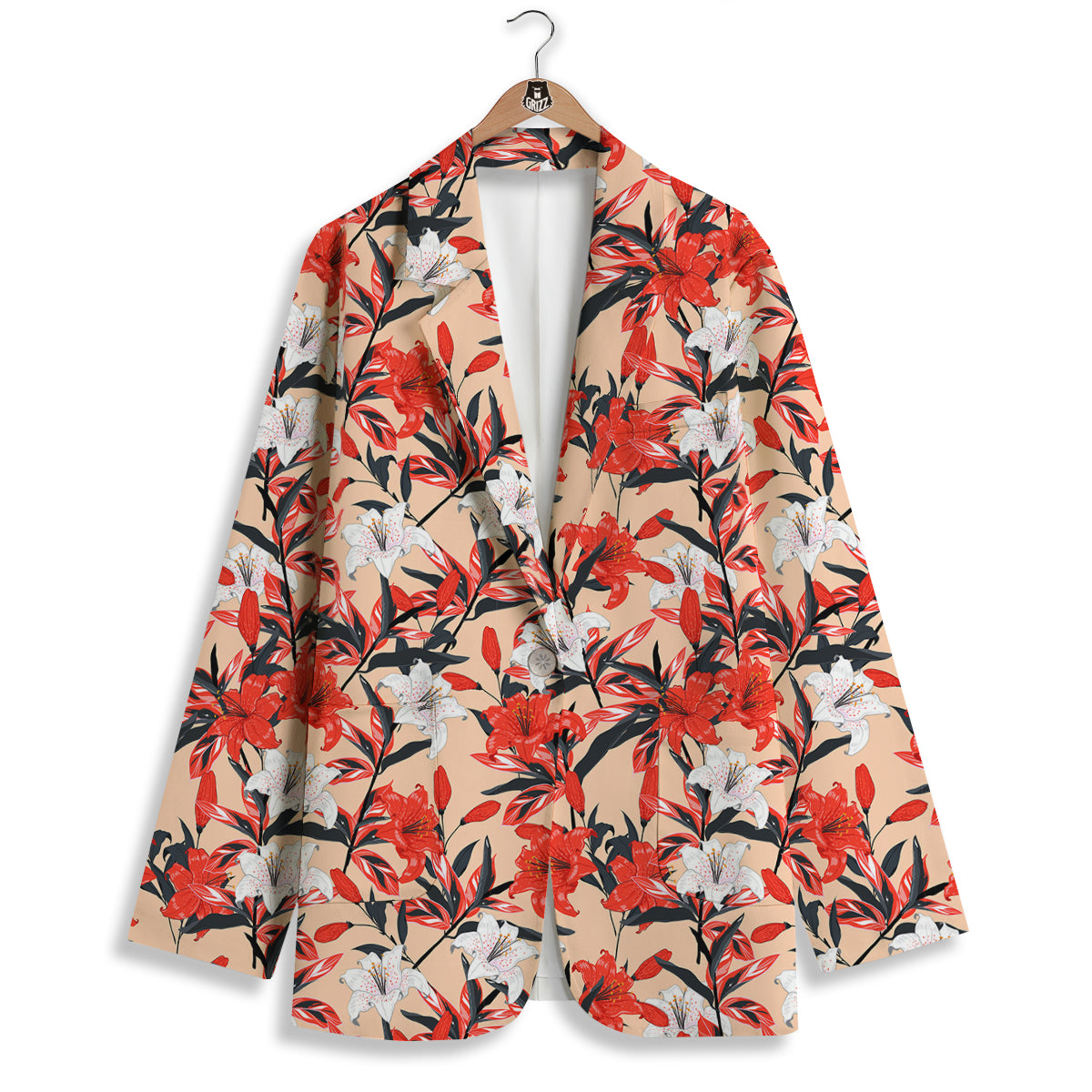 Flowers Lily Watercolor Print Pattern Women's Blazer-grizzshop