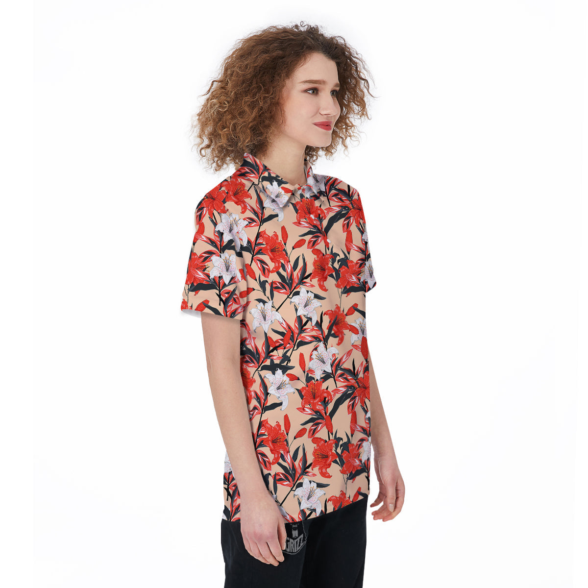 Flowers Lily Watercolor Print Pattern Women's Golf Shirts-grizzshop