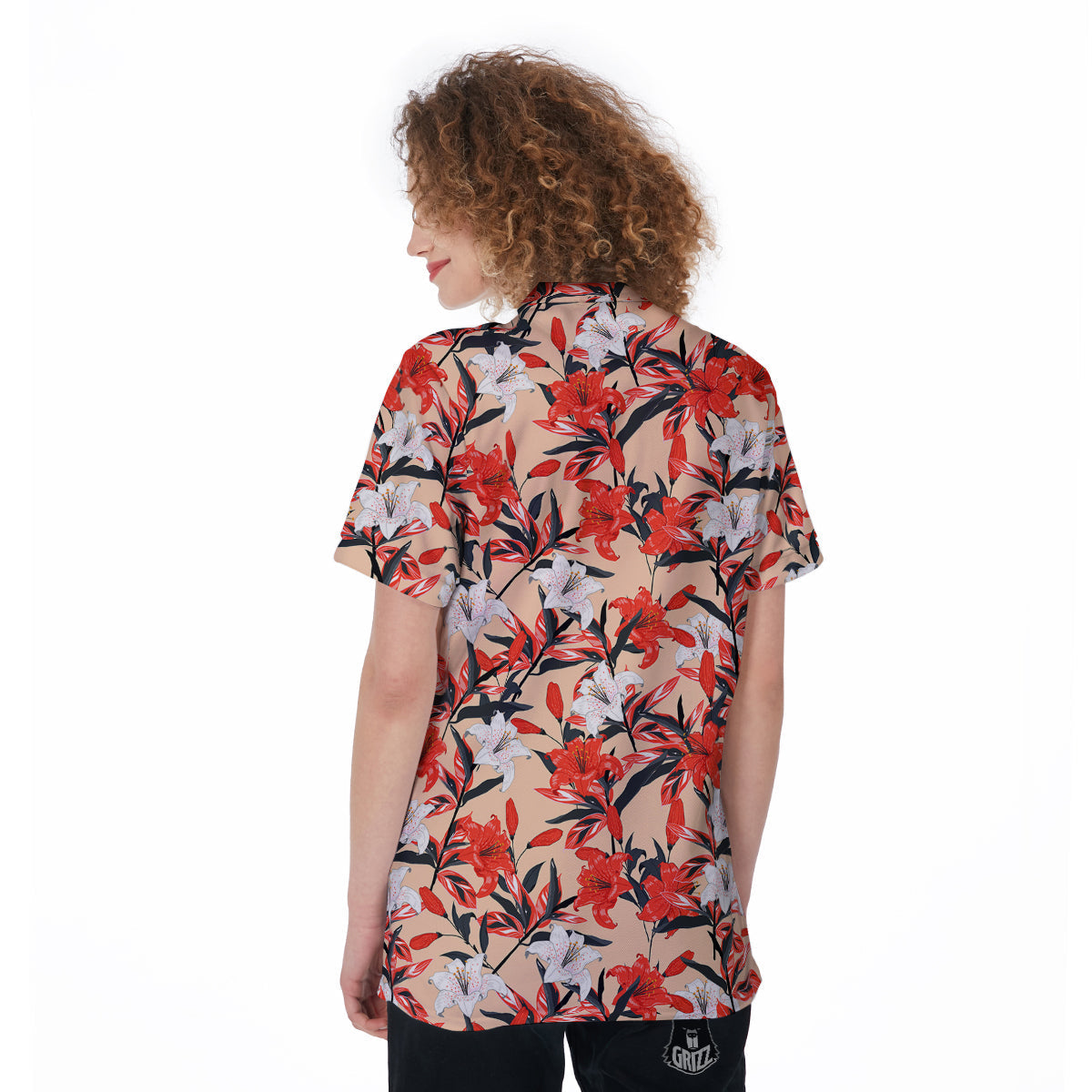 Flowers Lily Watercolor Print Pattern Women's Golf Shirts-grizzshop