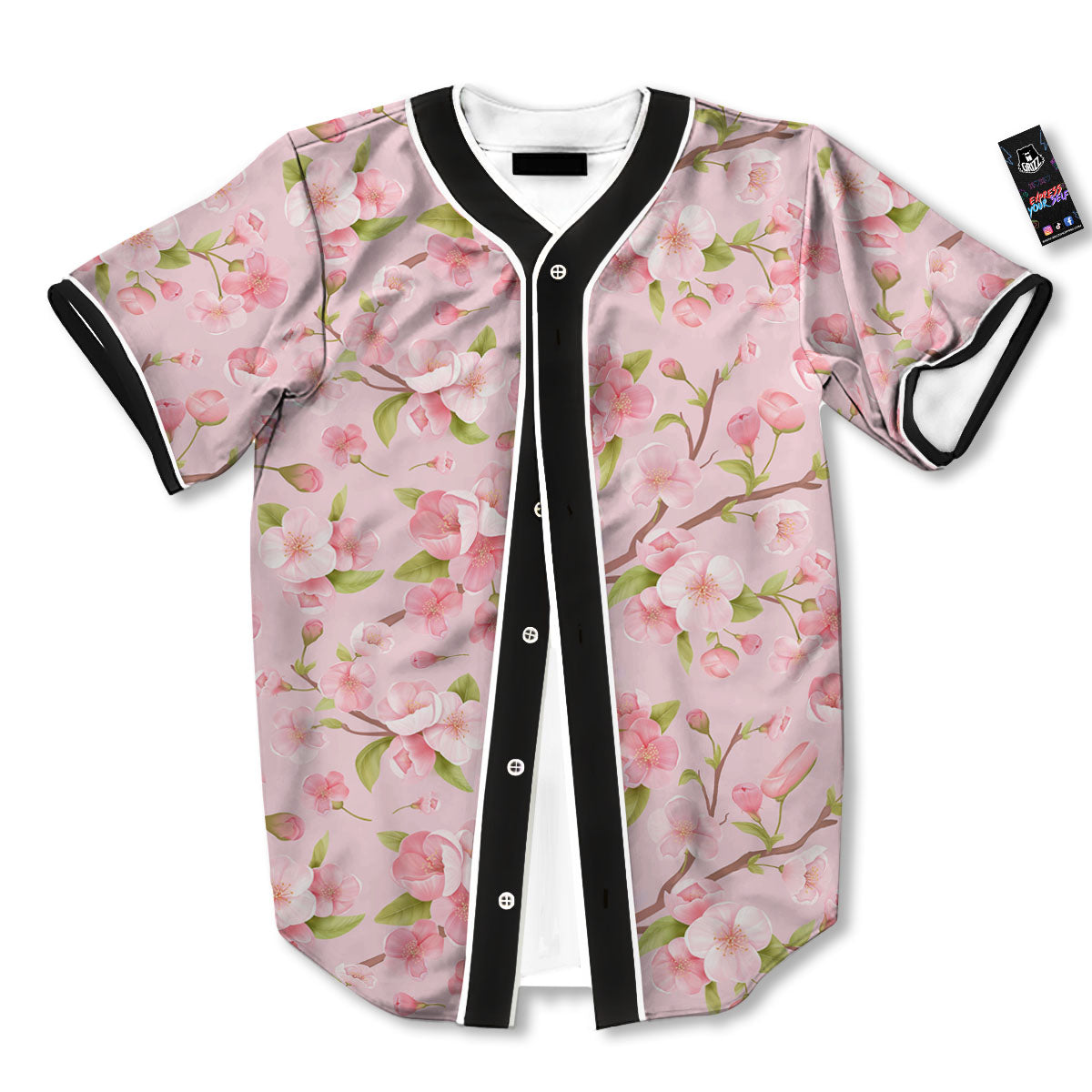 Flowers Pink Print Pattern Baseball Jersey-grizzshop