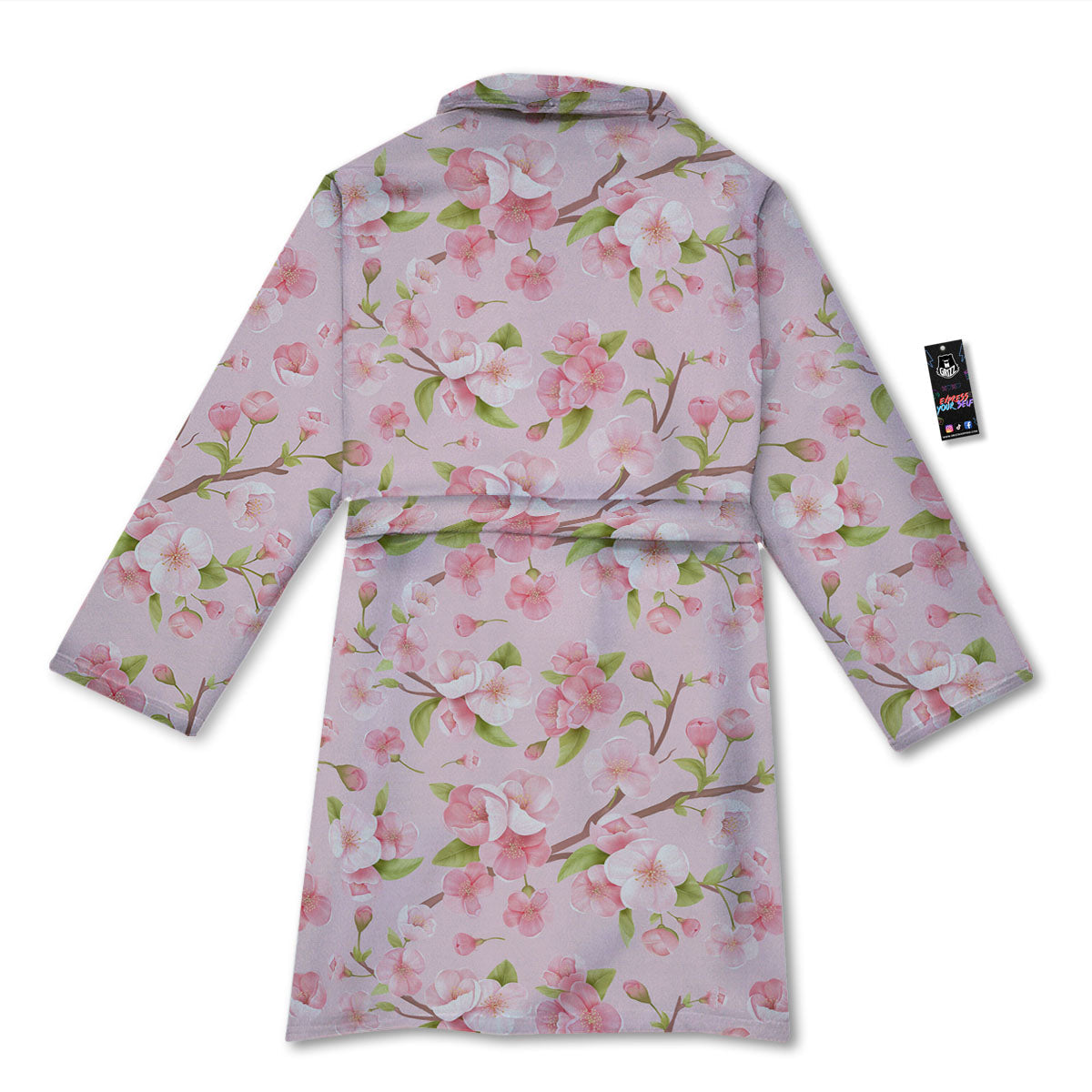 Flowers Pink Print Pattern Bathrobe-grizzshop