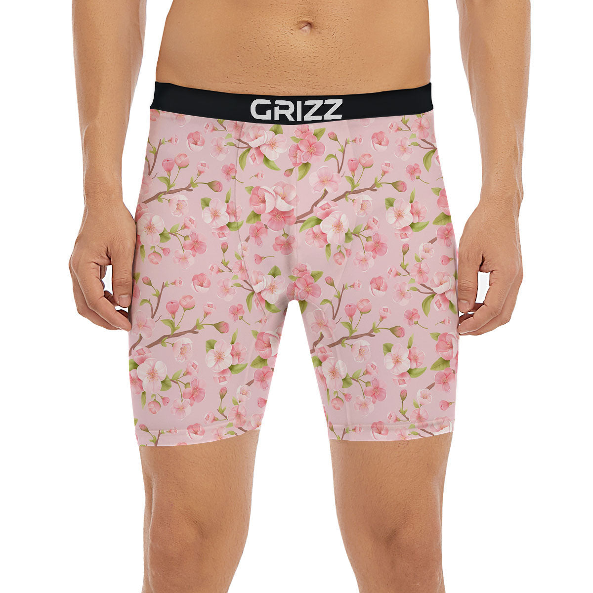 Flowers Pink Print Pattern Boxer Briefs-grizzshop