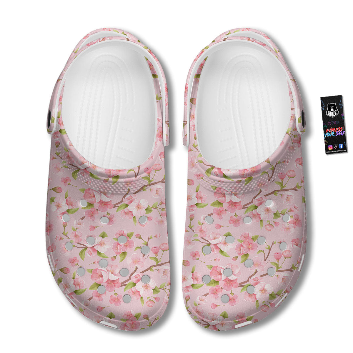 Flowers Pink Print Pattern Clog-grizzshop