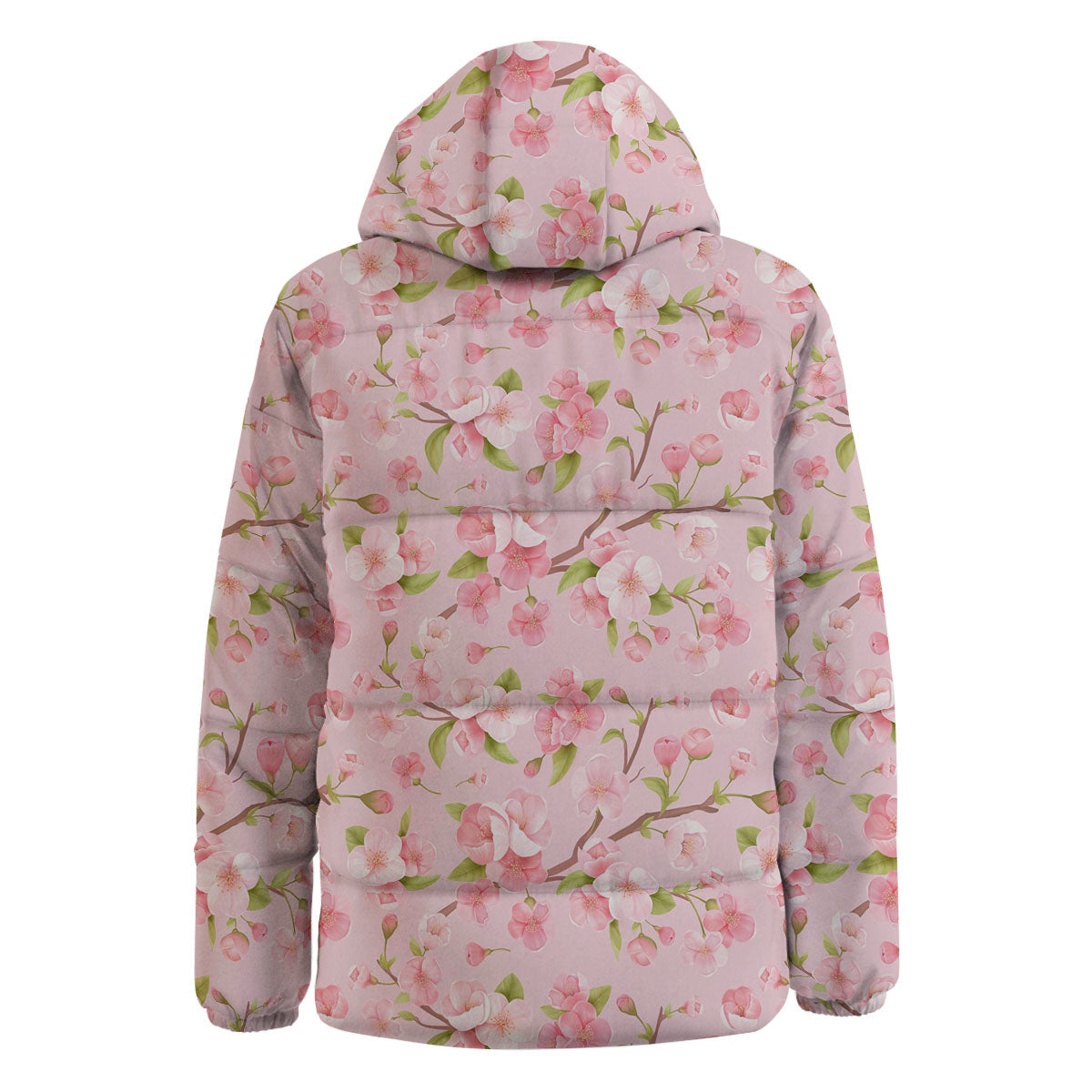 Flowers Pink Print Pattern Down Jacket-grizzshop