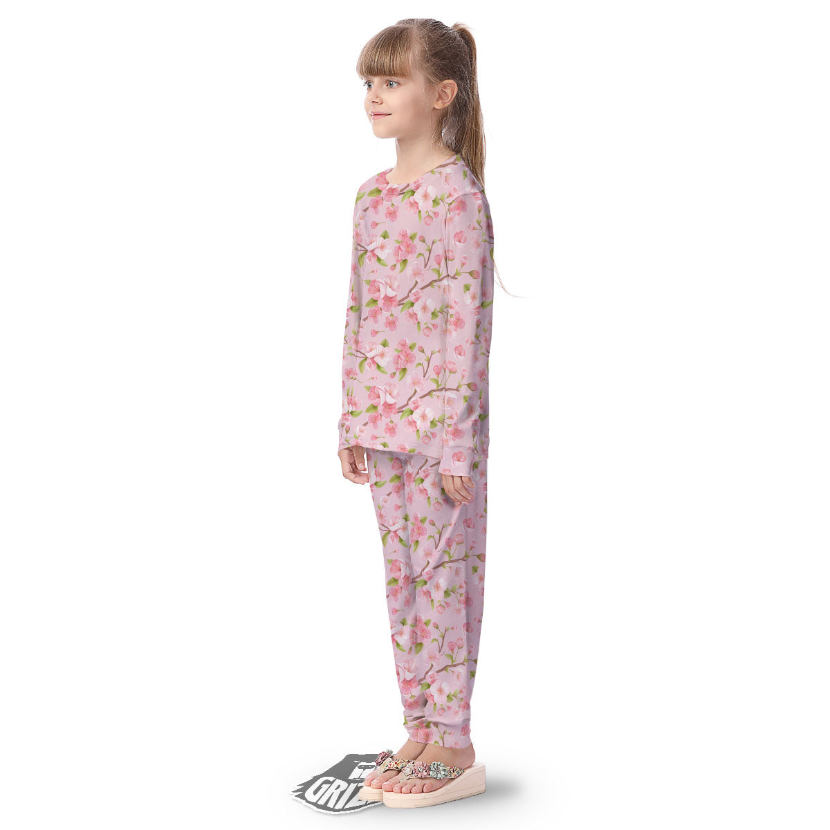 Flowers Pink Print Pattern Kid's Pajamas-grizzshop