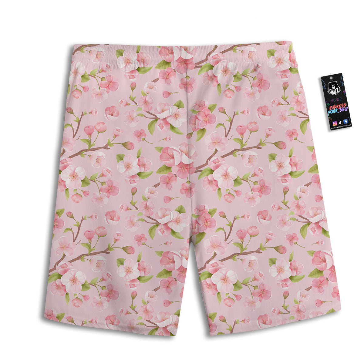 Flowers Pink Print Pattern Men's Athletic Shorts-grizzshop