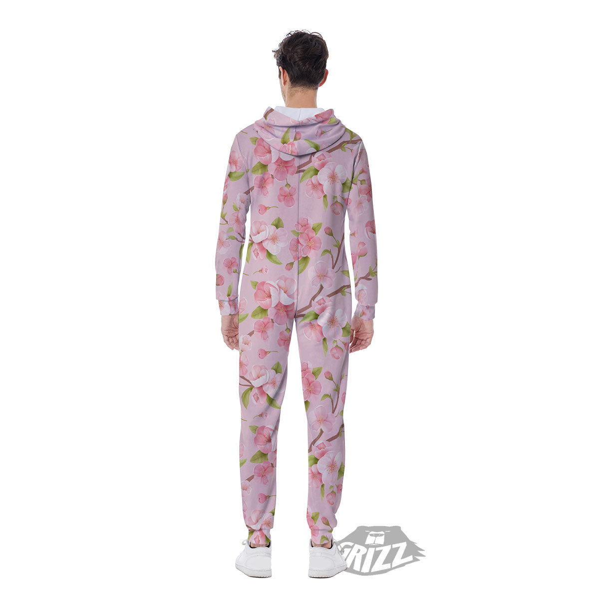 Flowers Pink Print Pattern Men's Jumpsuit-grizzshop