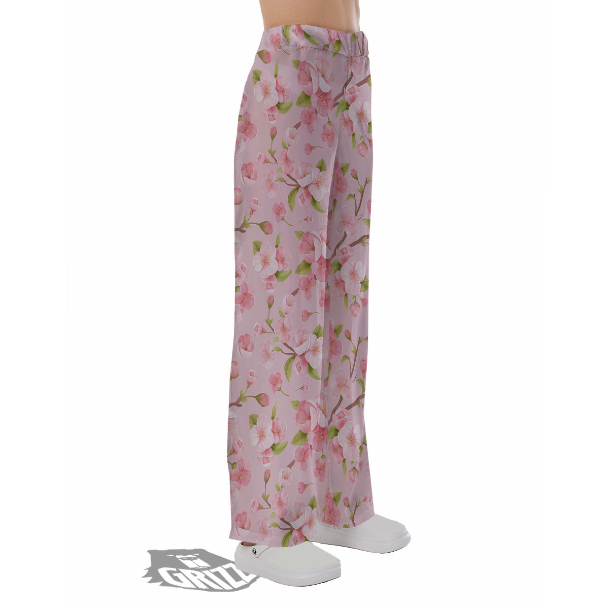 Flowers Pink Print Pattern Pajama Pants-grizzshop