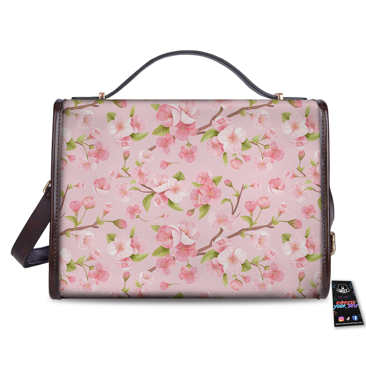 Flowers Pink Print Pattern Women's Satchel Bag-grizzshop