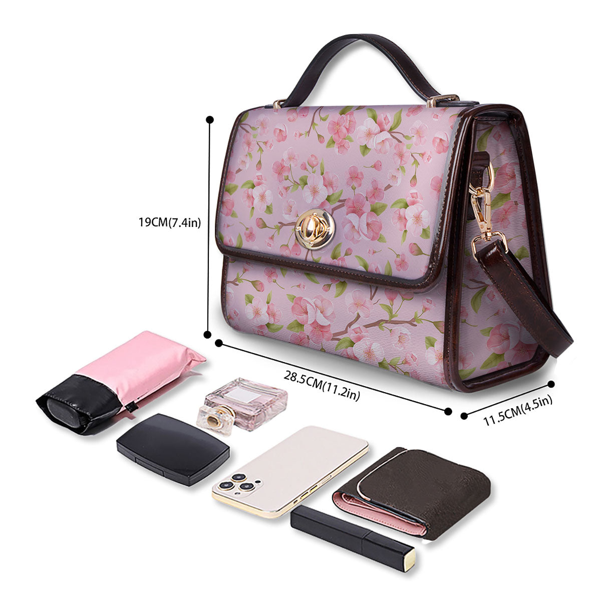 Flowers Pink Print Pattern Women's Satchel Bag-grizzshop