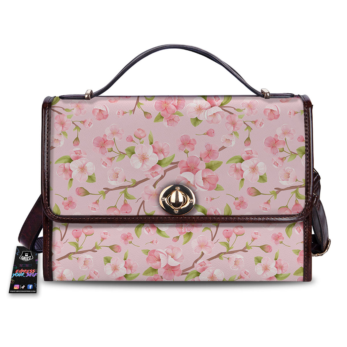 Flowers Pink Print Pattern Women's Satchel Bag-grizzshop