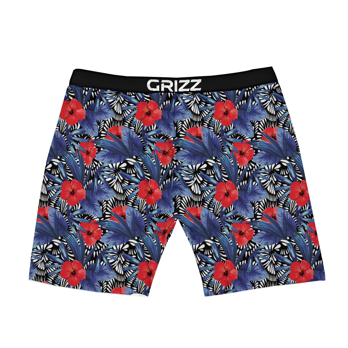 Flowers Red Hibiscus Print Pattern Boxer Briefs-grizzshop
