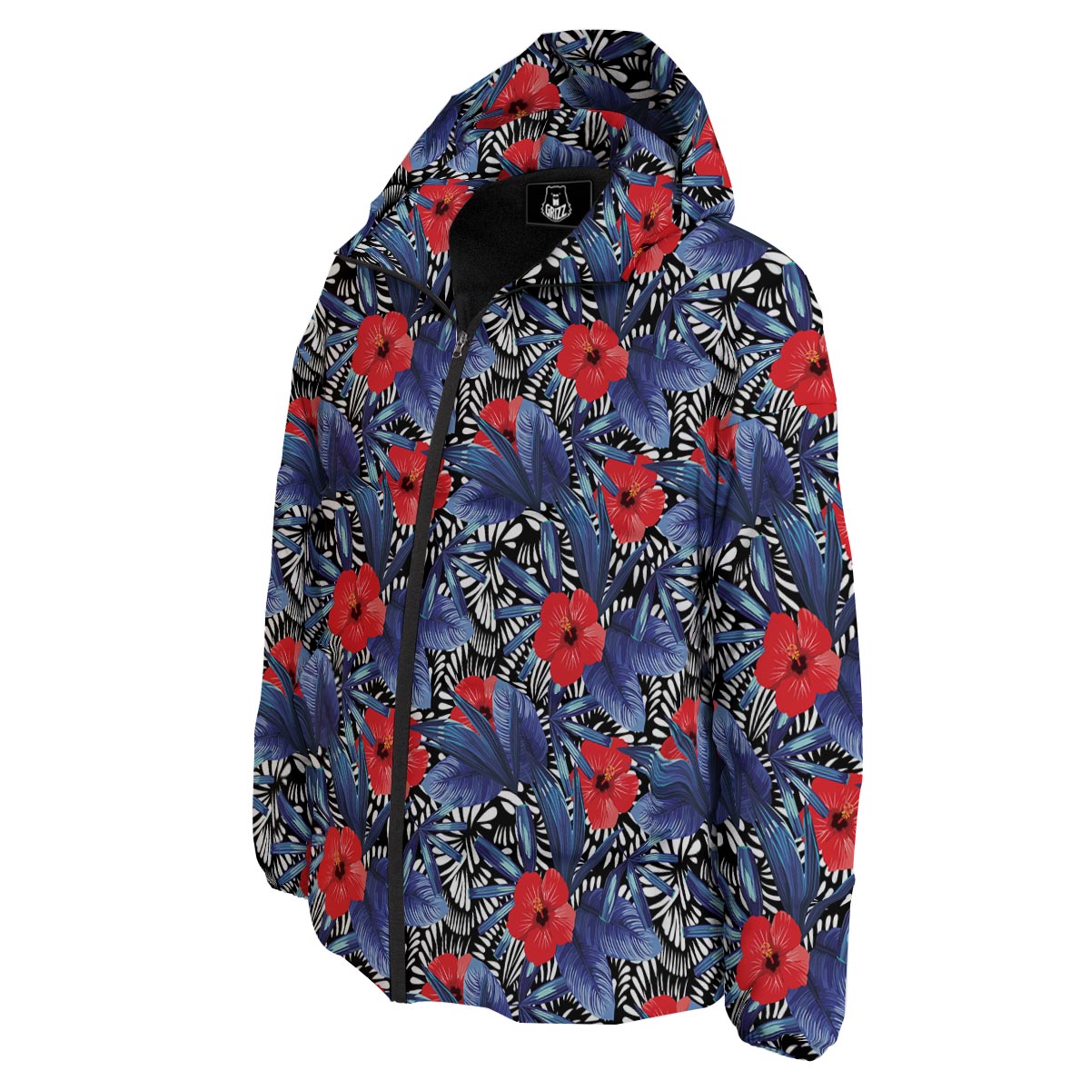 Flowers Red Hibiscus Print Pattern Down Jacket-grizzshop