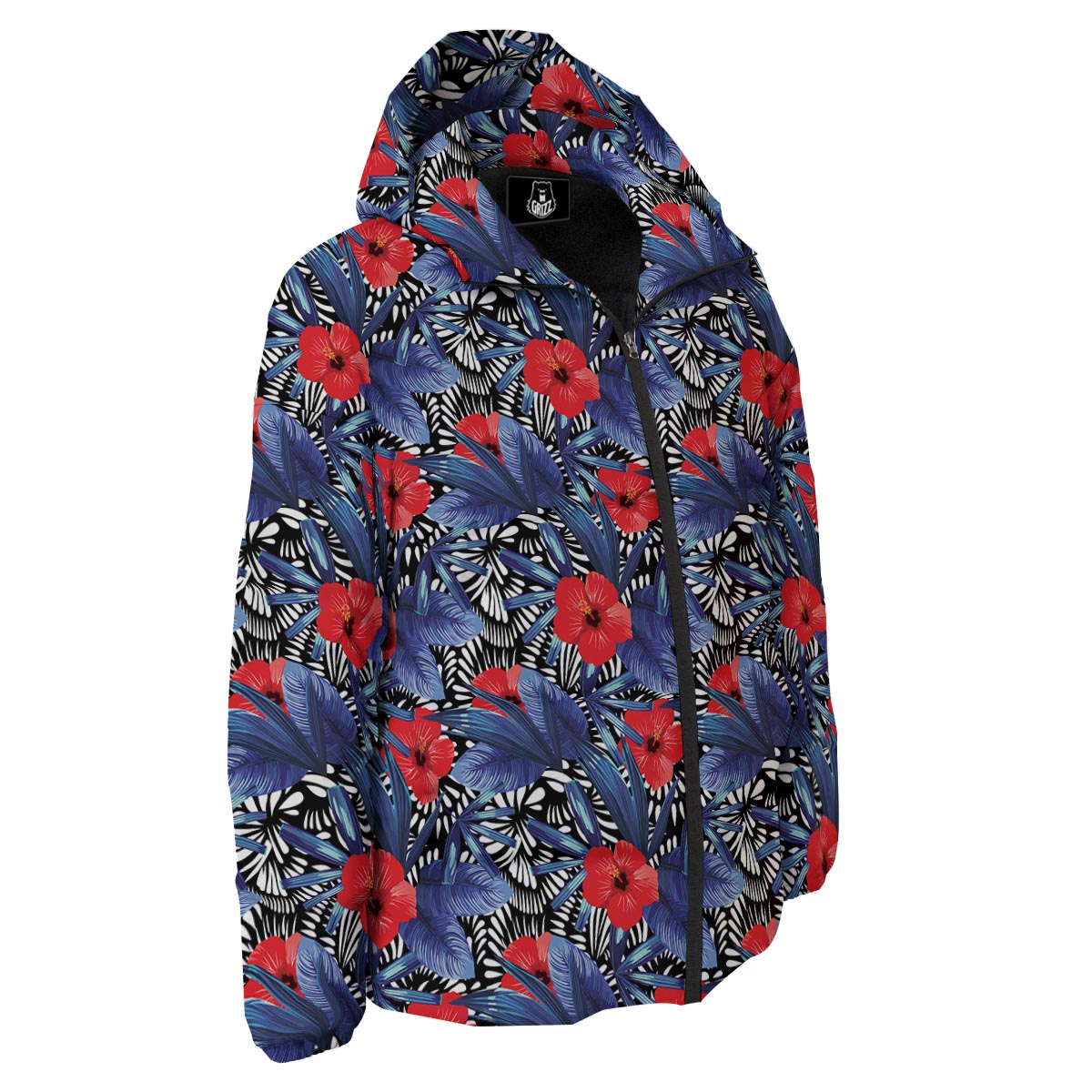 Flowers Red Hibiscus Print Pattern Down Jacket-grizzshop