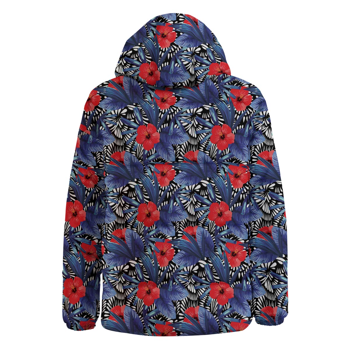 Flowers Red Hibiscus Print Pattern Down Jacket-grizzshop