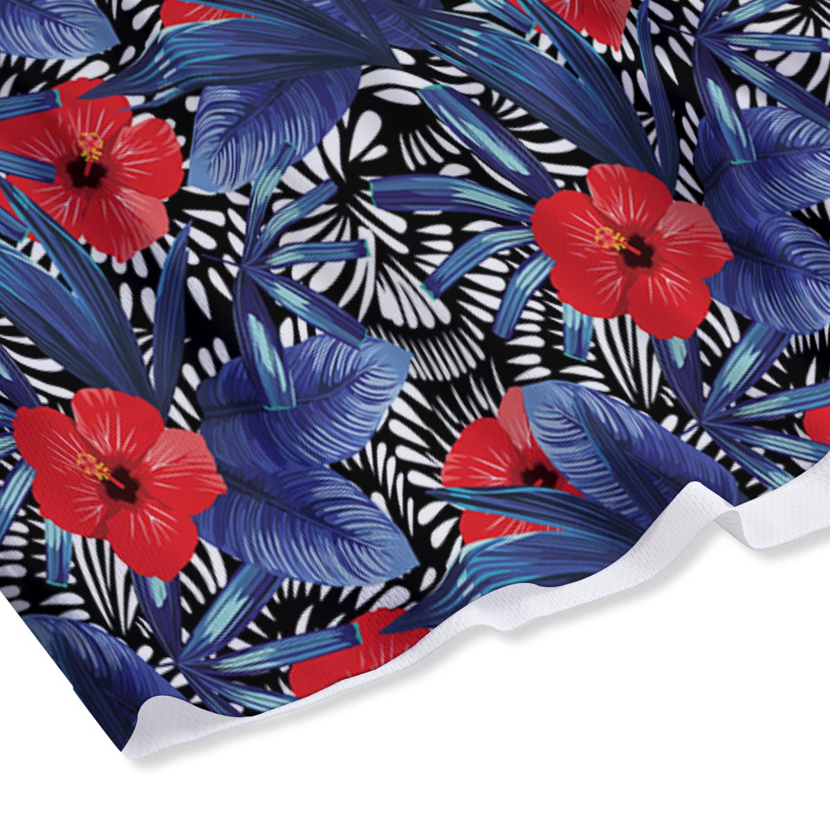 Flowers Red Hibiscus Print Pattern Mesh Shorts