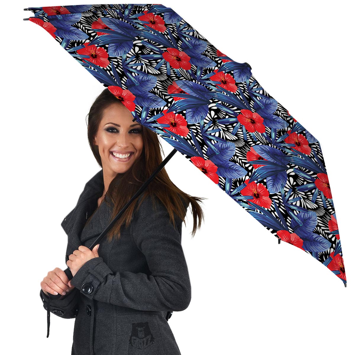 Flowers Red Hibiscus Print Pattern Umbrella-grizzshop