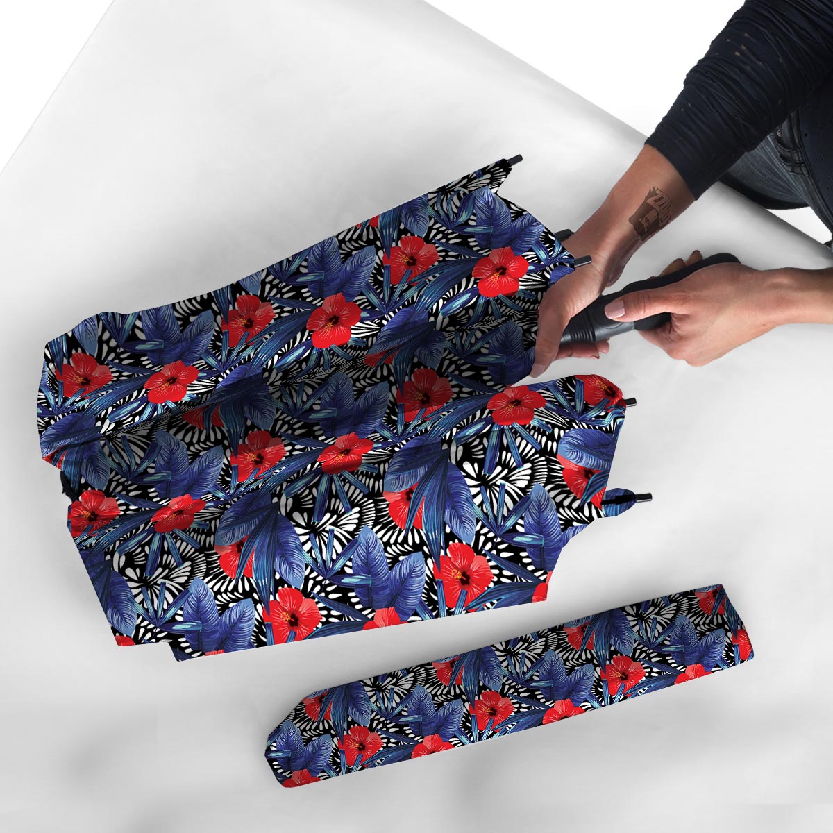 Flowers Red Hibiscus Print Pattern Umbrella-grizzshop
