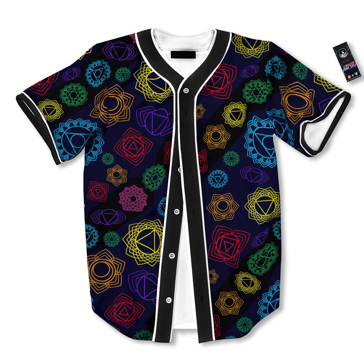 Flowers Seven Chakras Print Pattern Baseball Jersey-grizzshop