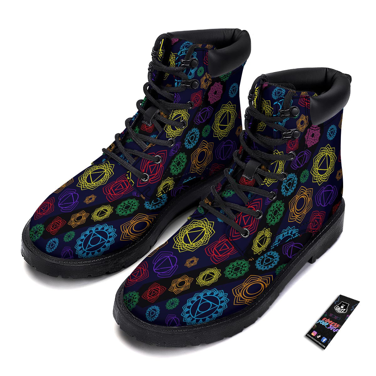 Flowers Seven Chakras Print Pattern Boots-grizzshop