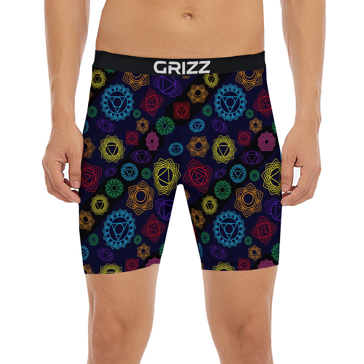 Flowers Seven Chakras Print Pattern Boxer Briefs-grizzshop