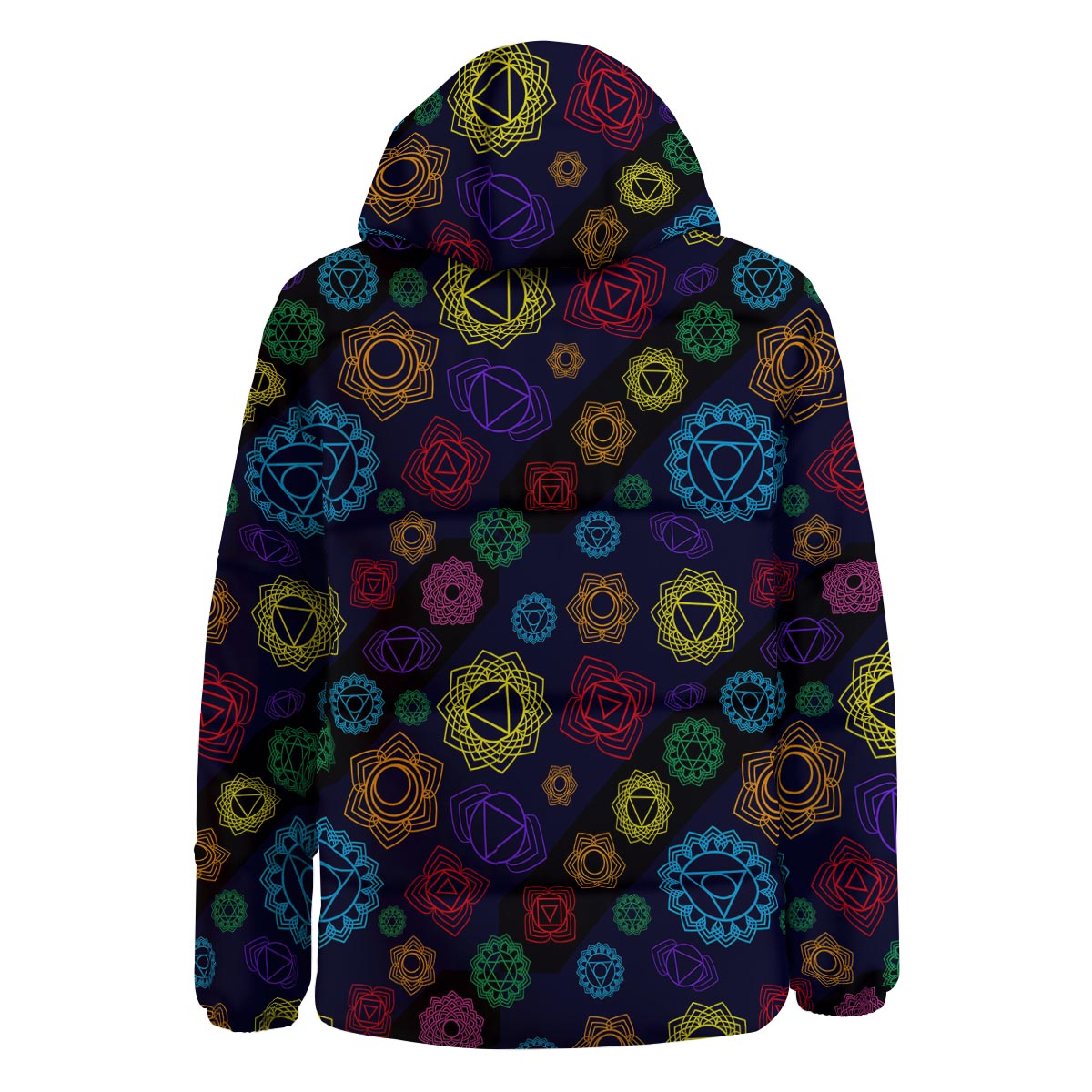 Flowers Seven Chakras Print Pattern Down Jacket-grizzshop