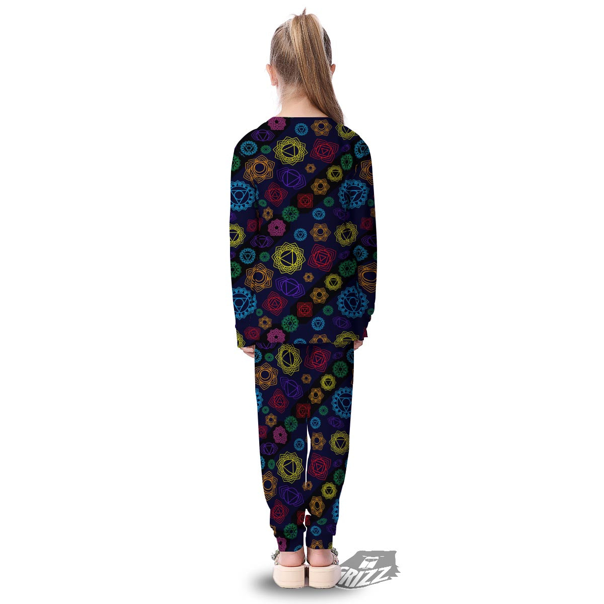 Flowers Seven Chakras Print Pattern Kid's Pajamas-grizzshop