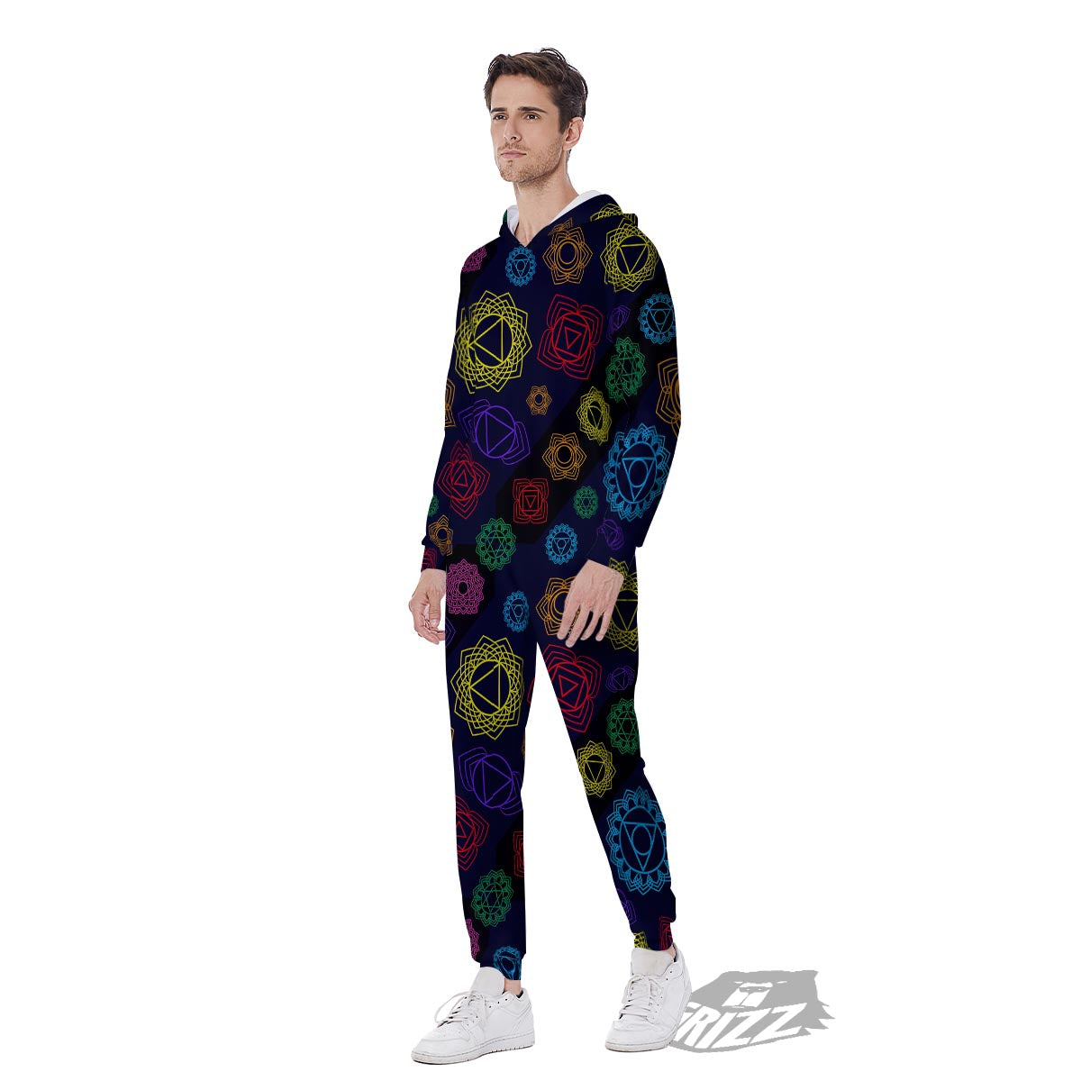 Flowers Seven Chakras Print Pattern Men's Jumpsuit-grizzshop