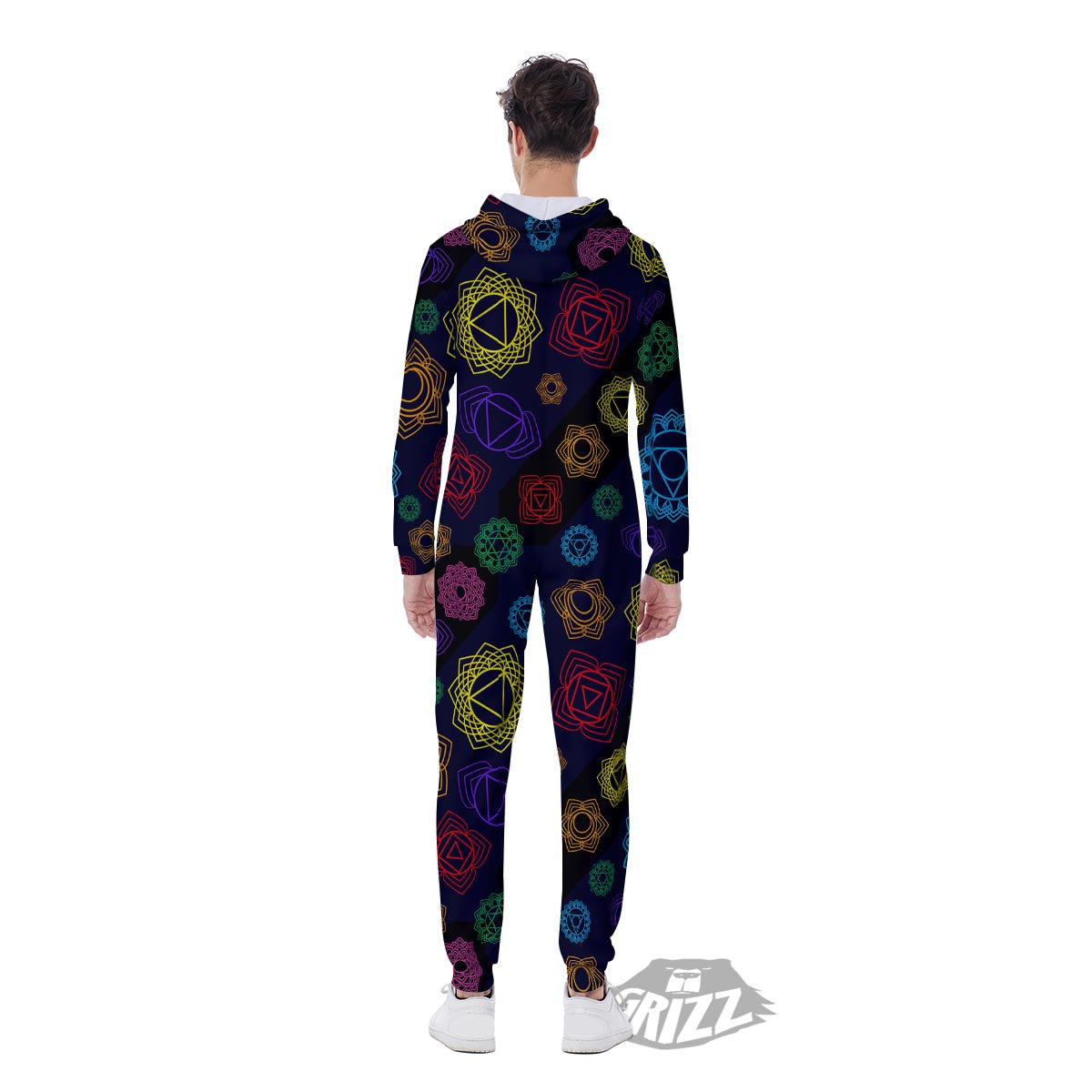 Flowers Seven Chakras Print Pattern Men's Jumpsuit-grizzshop