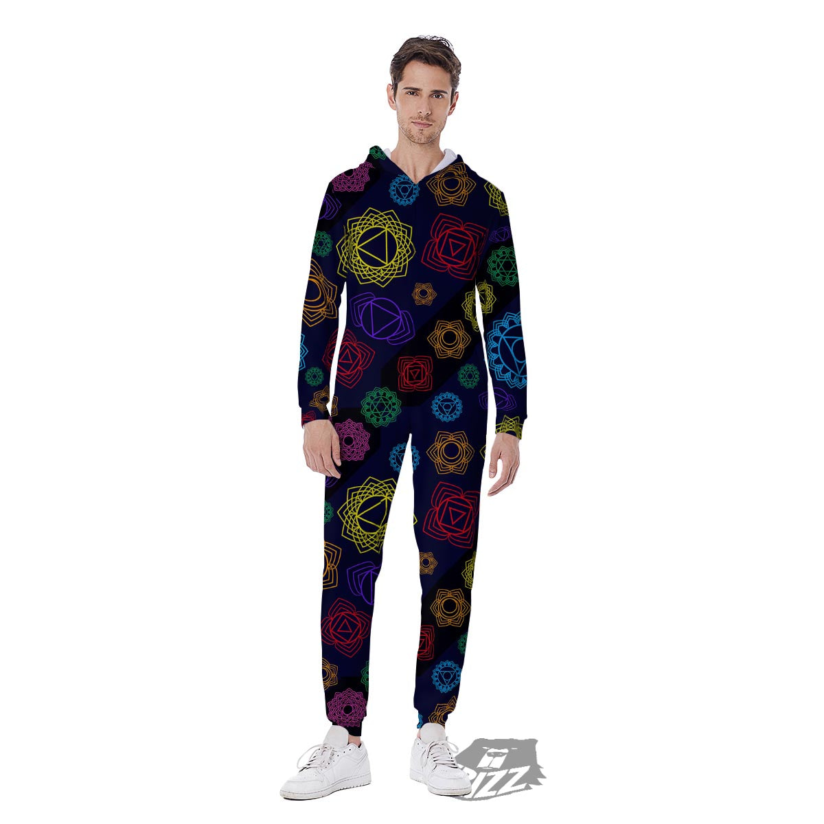 Flowers Seven Chakras Print Pattern Men's Jumpsuit-grizzshop